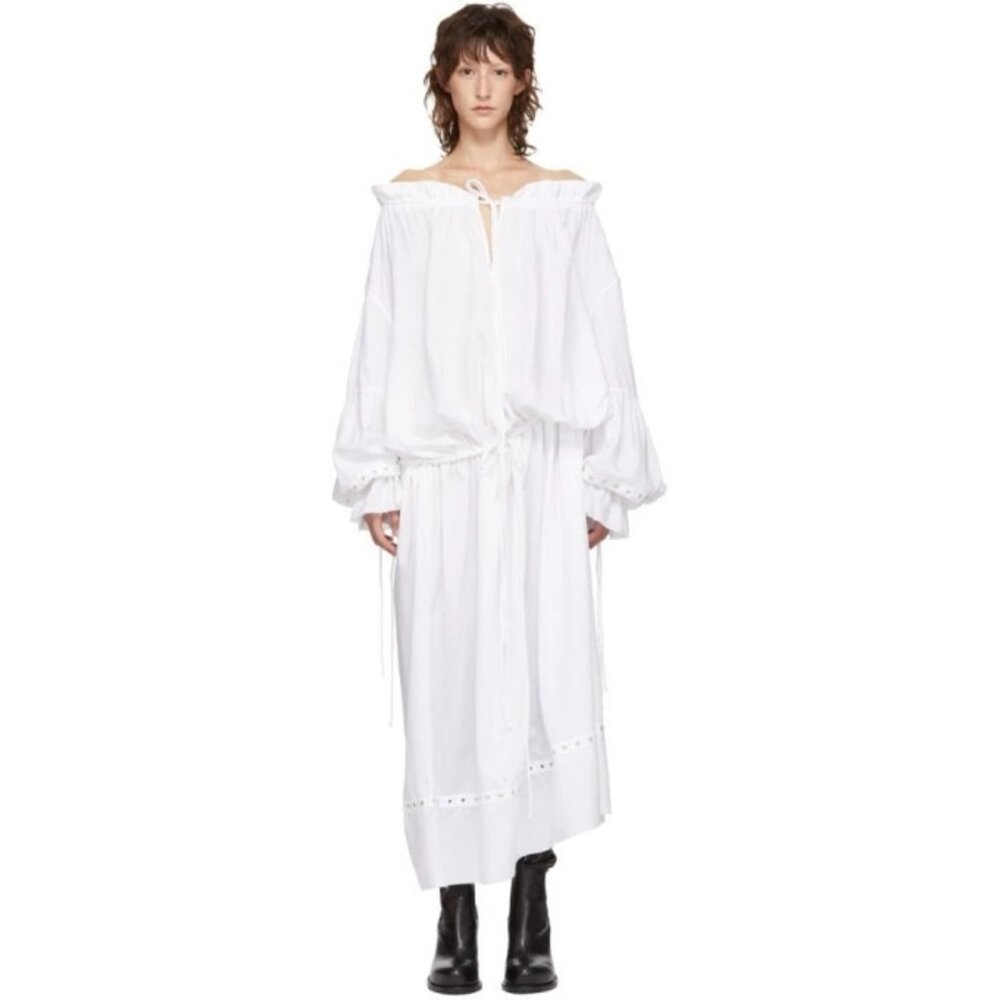 NWT Marques Almeida White Pirate Shirt Dress $730 MEDIUM Bohemian Distressed